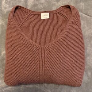 A&F Women's V-Neck Sweater in Rich Brown